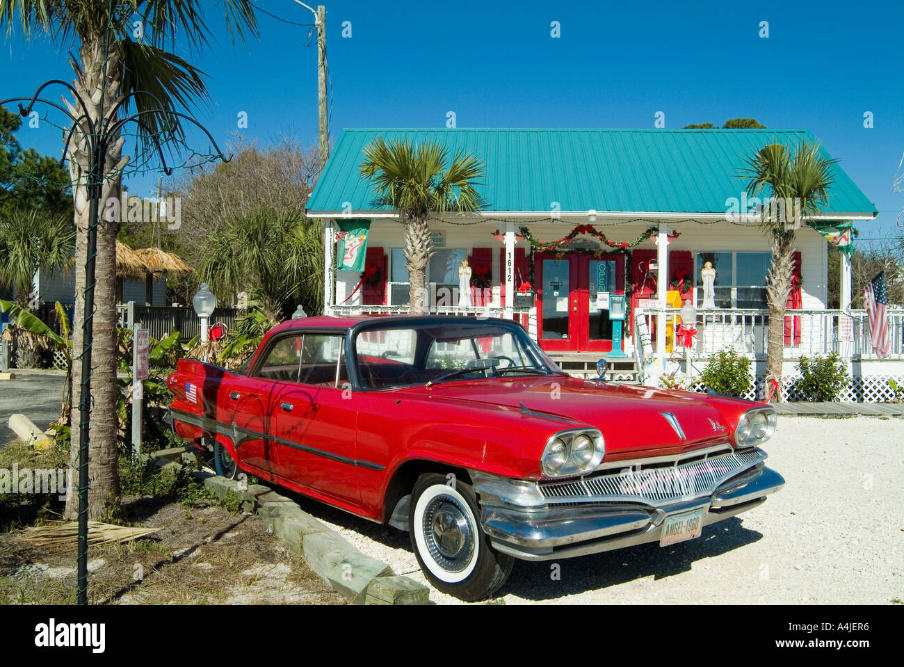 Red Vintage Car, Dauphin Island, Alabama Stock Photo Alamy