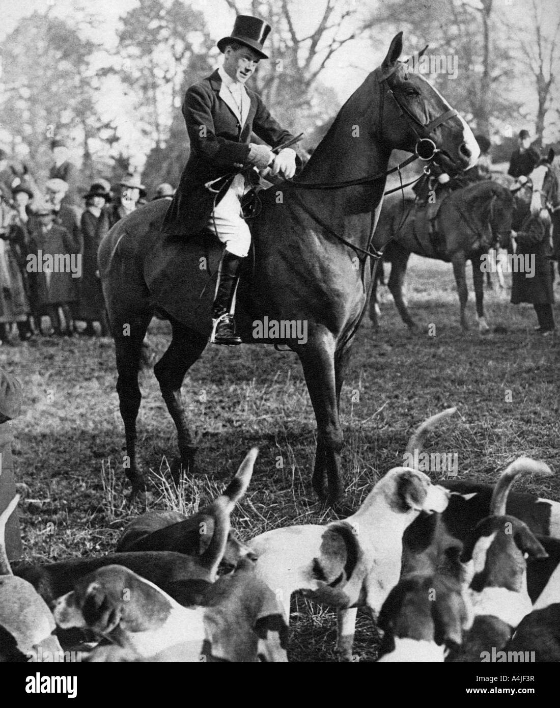 The Prince of Wales with the Beaufort Hunt, 1923. Artist: Unknown Stock Photo