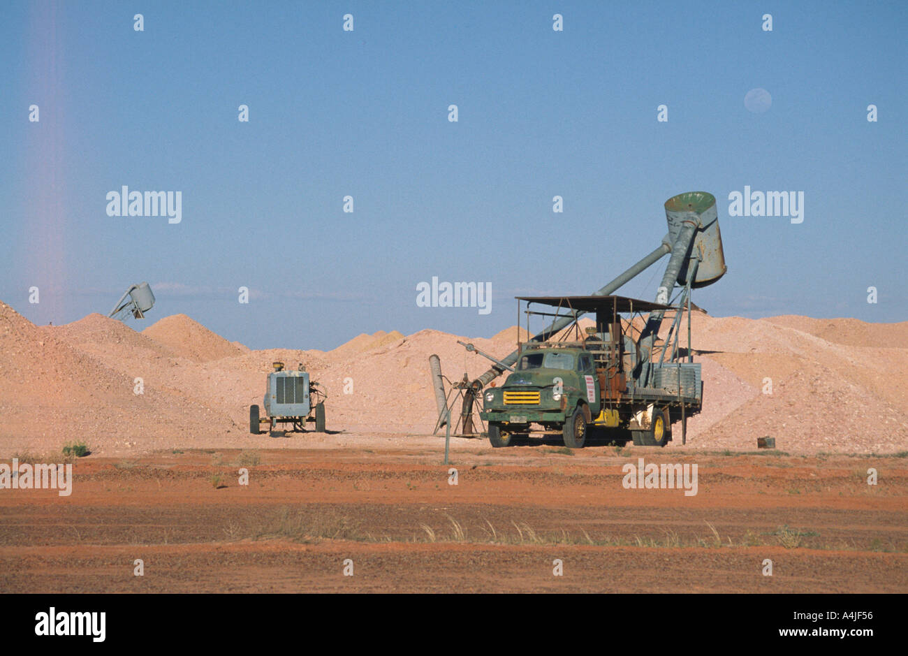 Opal mining machines and moon Coober Pedy South Australia Stock Photo ...