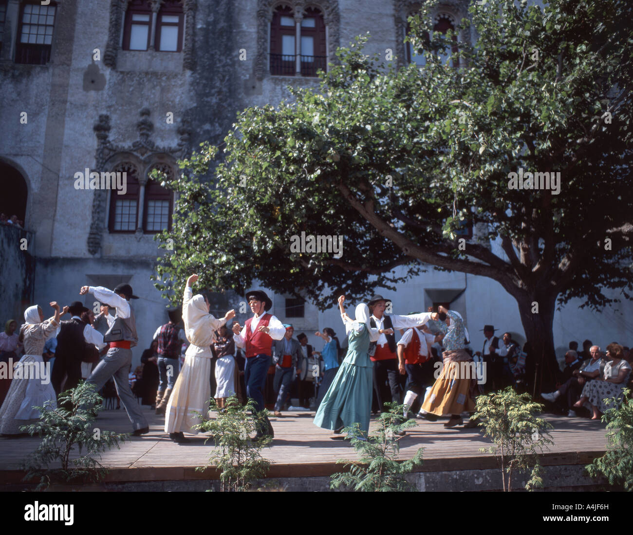 Folk dancing by Royal Palace, Sintra, Estremadura, Portugal Stock Photo