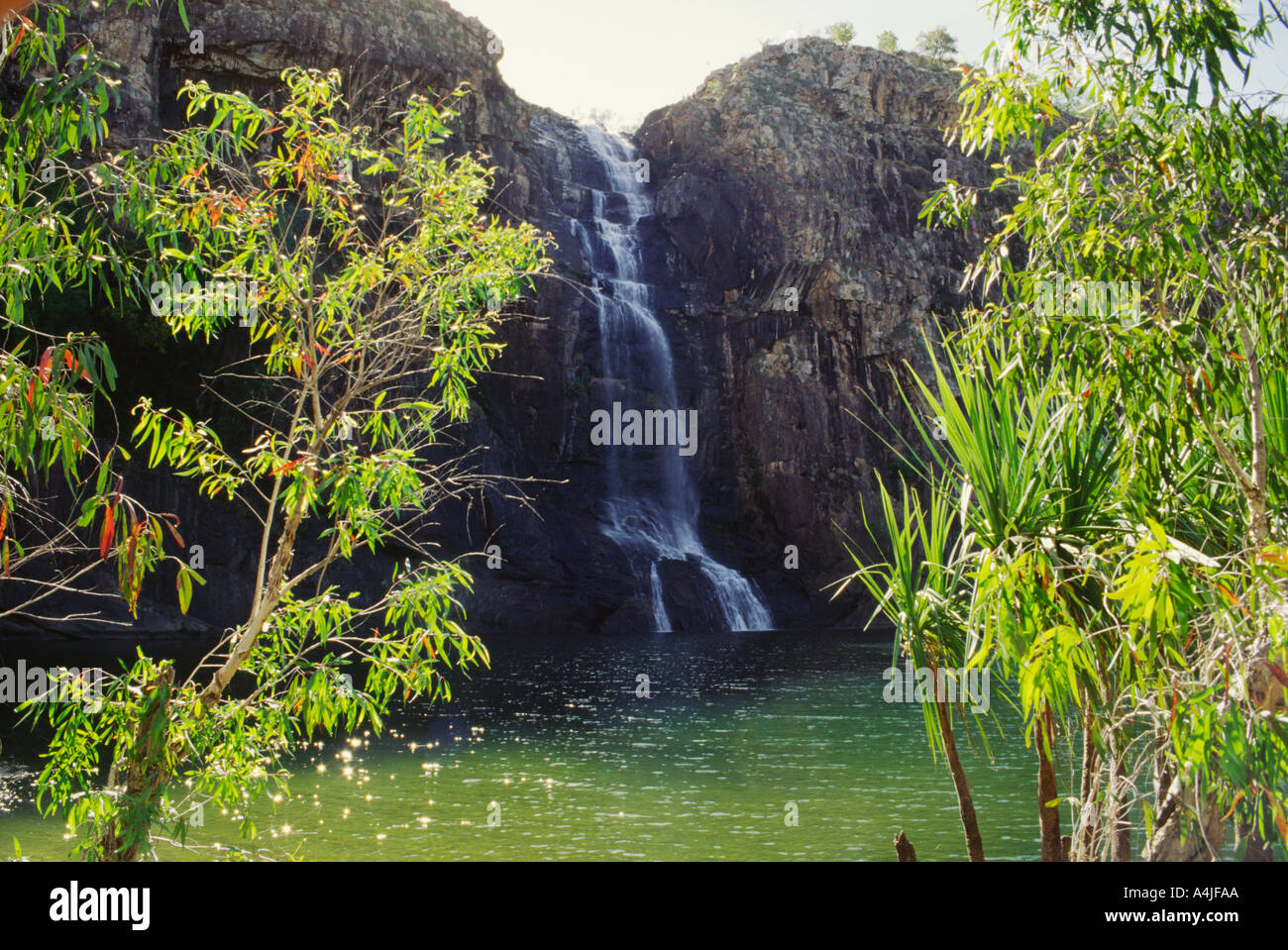 Gunlom Falls and plunge pool Kakadu NP Australia Waterfall Creek in remote south of park Stock Photo