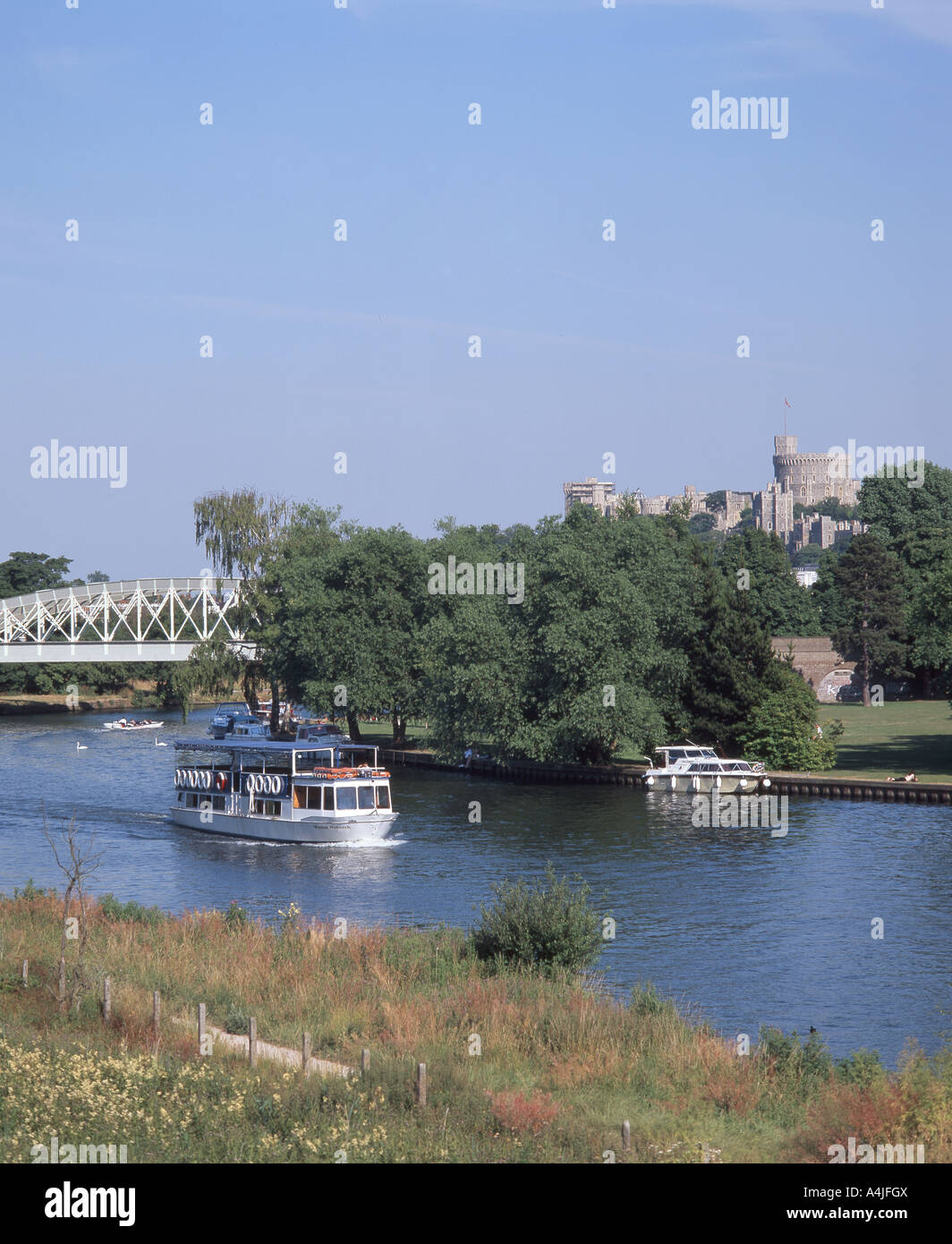 View of Windsor Castle and River Thames, Windsor, Berkshire, England, United Kingdom Stock Photo