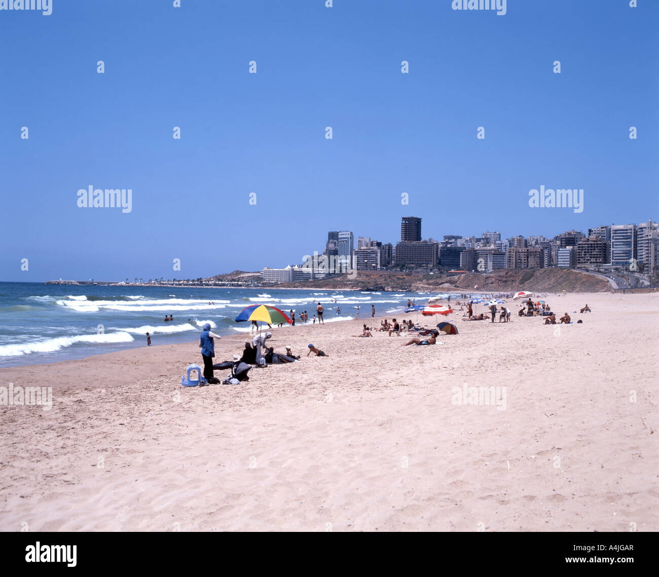 Ramlet Al Bayda Beach, Beirut, Beyrouth Governorate, Republic of Lebanon Stock Photo