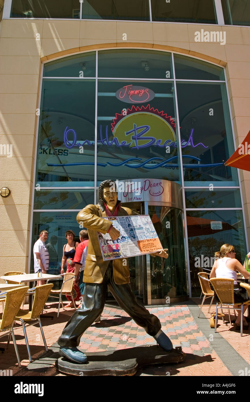 Elvis menu holder outside cafe bar Scarborough Beach Perth Western Australia Stock Photo