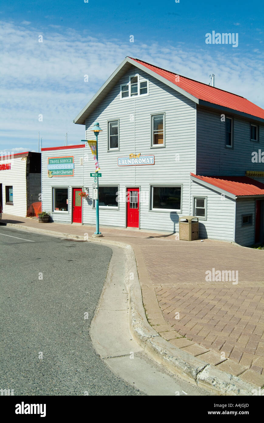 Laundromat, Little Current, Manitoulin Island, Ontario, Canada Stock