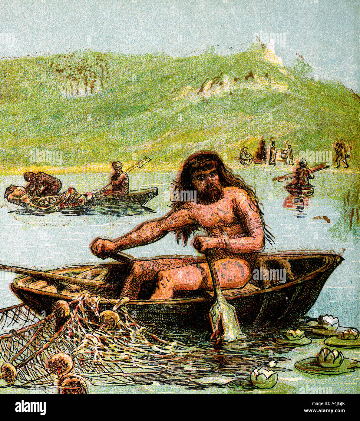  An Ancient Briton In His Boat c1850 Artist Unknown Stock Photo 