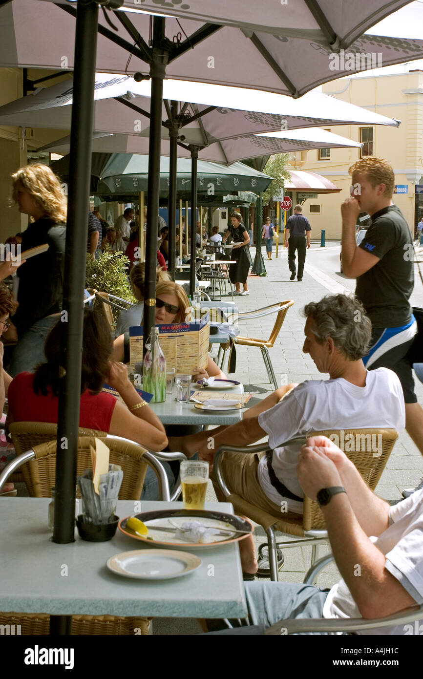 Cafe society along Cappuccino Strip Fremantle Perth Western Australia Stock Photo