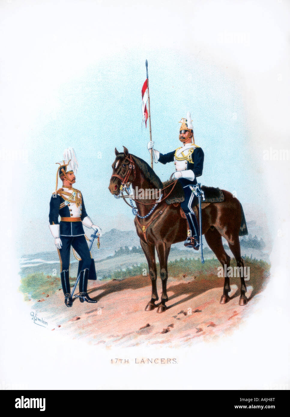 '17th Lancers', 1890.Artist: R Simkin Stock Photo