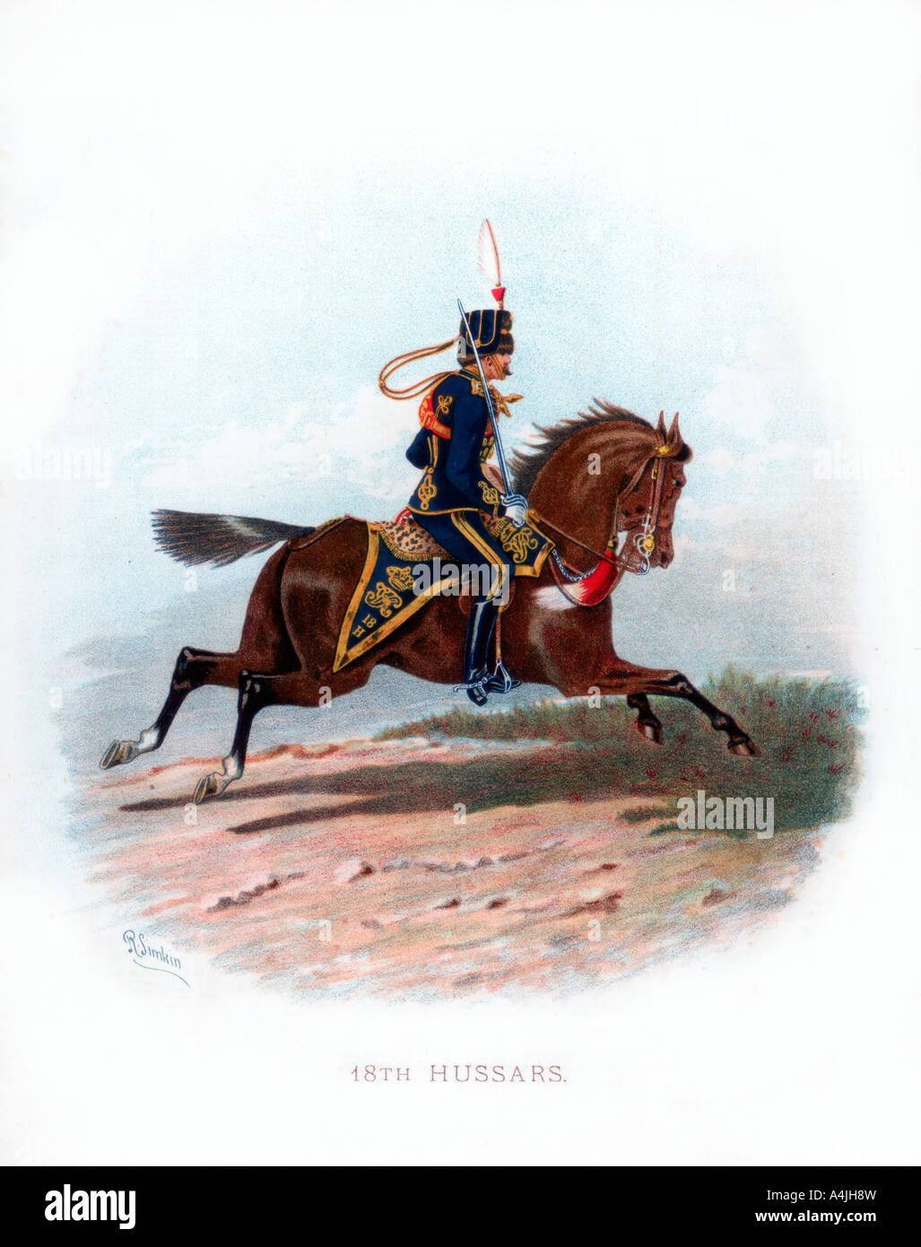 '18th Hussars', 1890.Artist: R Simkin Stock Photo