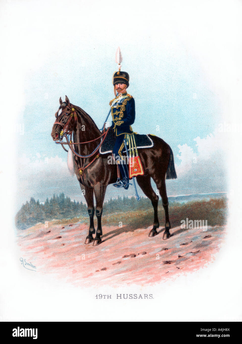 '19th Hussars', 1890.Artist: R Simkin Stock Photo