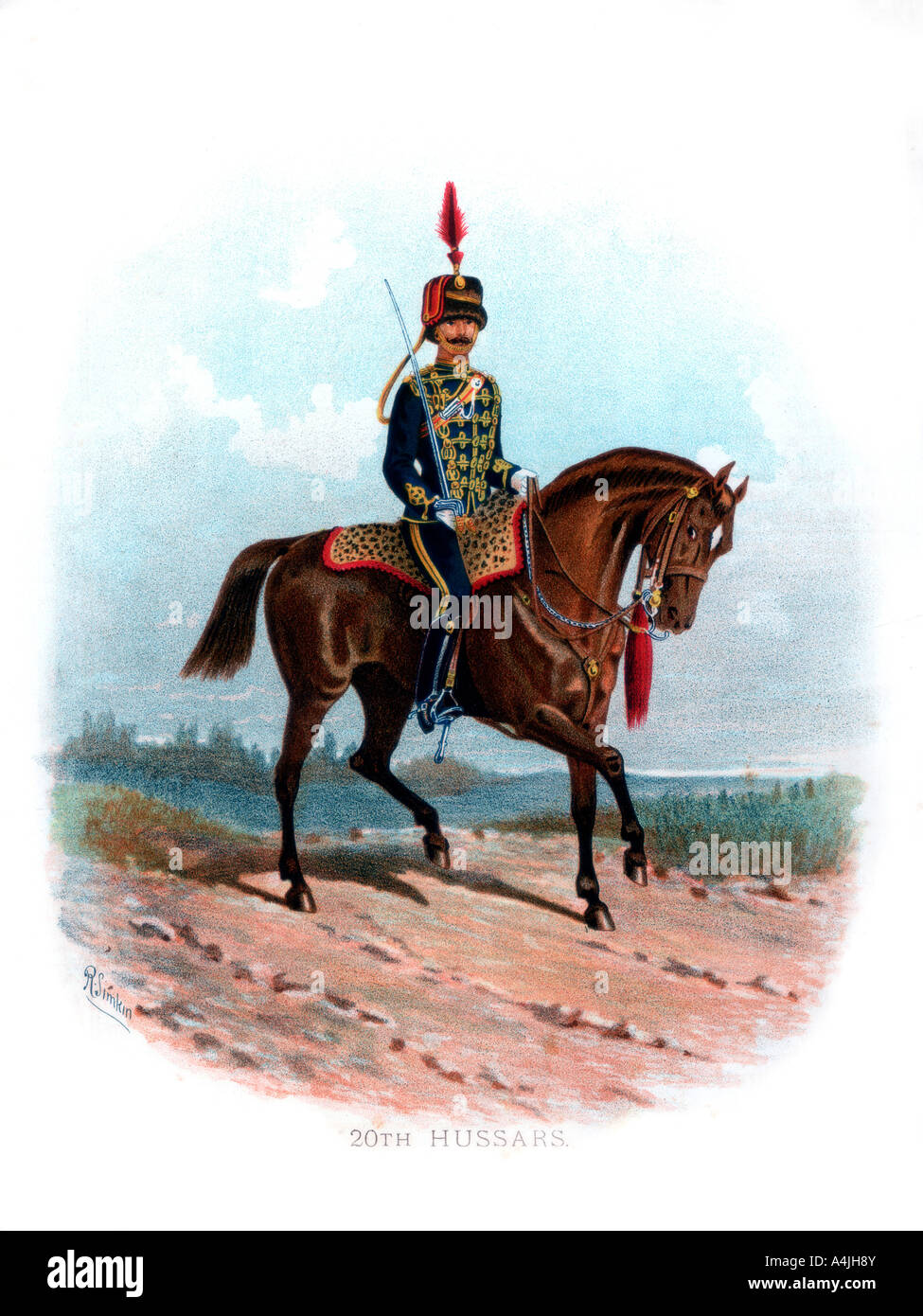 '20th Hussars', 1890.Artist: R Simkin Stock Photo