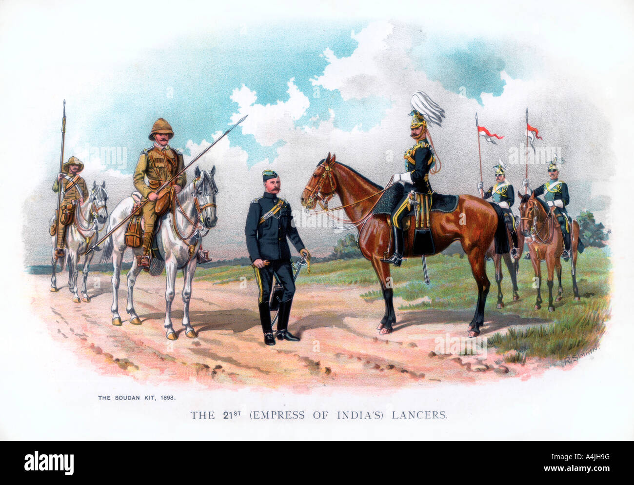 'The 21st (Empress of India's) Lancers', 1900. Artist: R Simkin Stock Photo