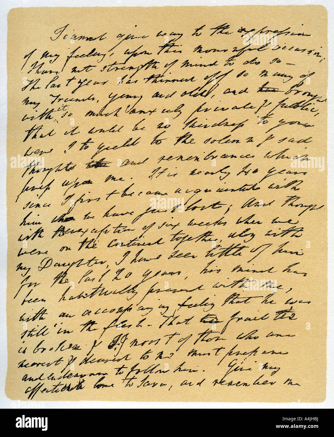 Letter from William Wordsworth on the death of Samuel Taylor Coleridge, 29th July 1834.Artist: William Wordsworth Stock Photo