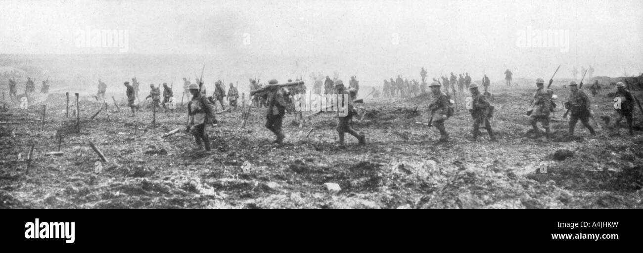Canadian troops in no man's land, Vimy, France, First World War, 9 April 1917. Artist: Unknown Stock Photo