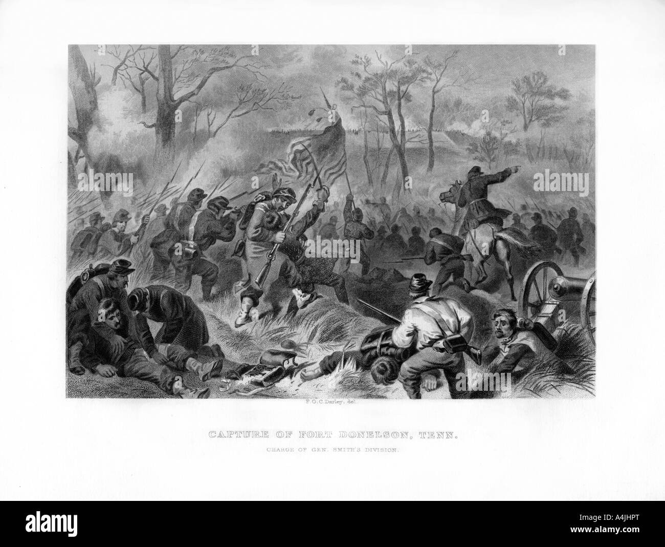 Charge of General Smith's Division, Capture of Fort Donelson, Tennessee, 1862-1867.Artist: Felix Octavius Carr Darley Stock Photo