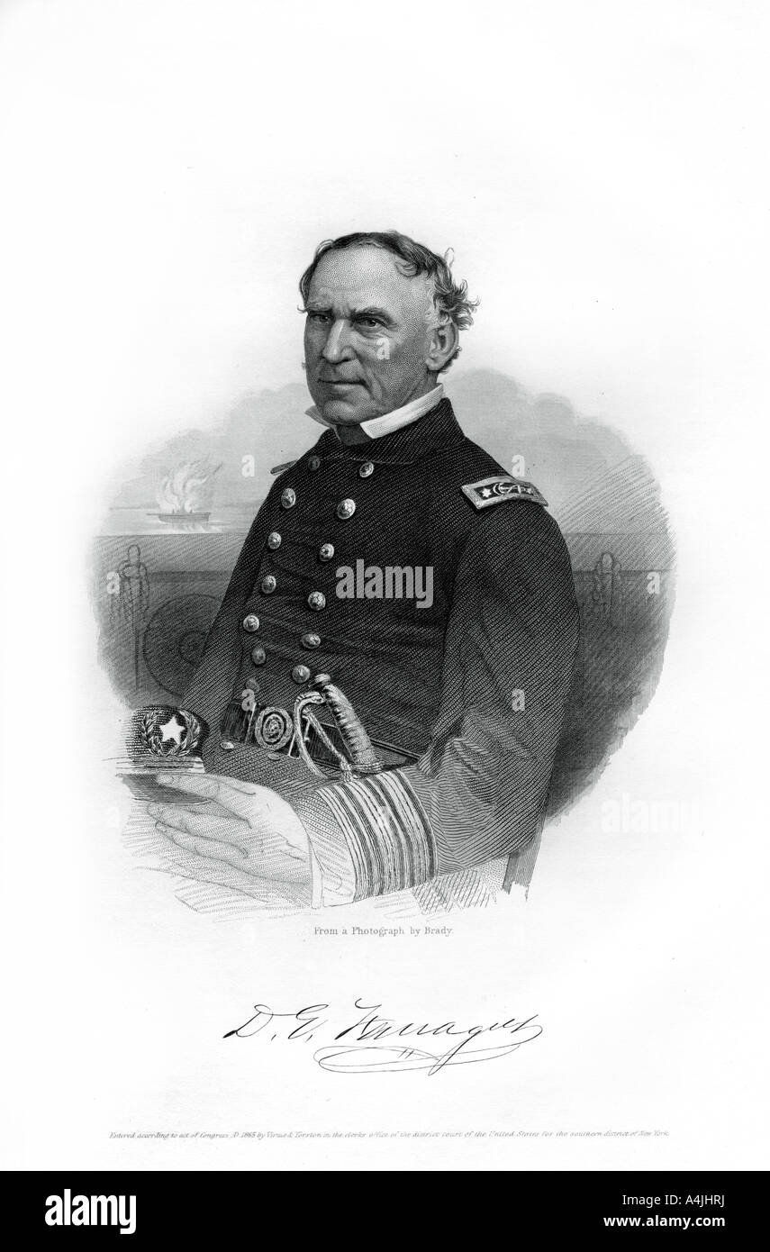 Admiral David Farragut, US Navy officer in the American Civil War, 1862-1867. Artist: Unknown Stock Photo