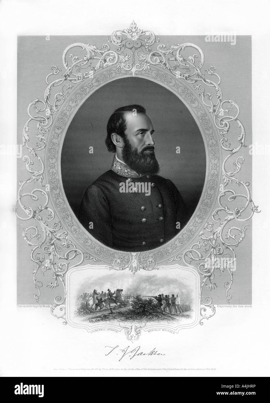 Thomas Jonathan Stonewall Jackson, Confederate general during the American Civil War, 1862-1867. Artist: Unknown Stock Photo