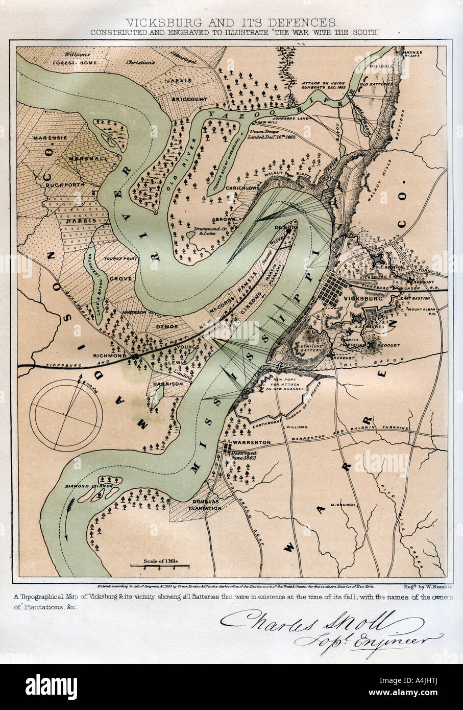 Vicksburg, Mississippi, and its defences, 1862-1867.Artist: W Kemble Stock Photo