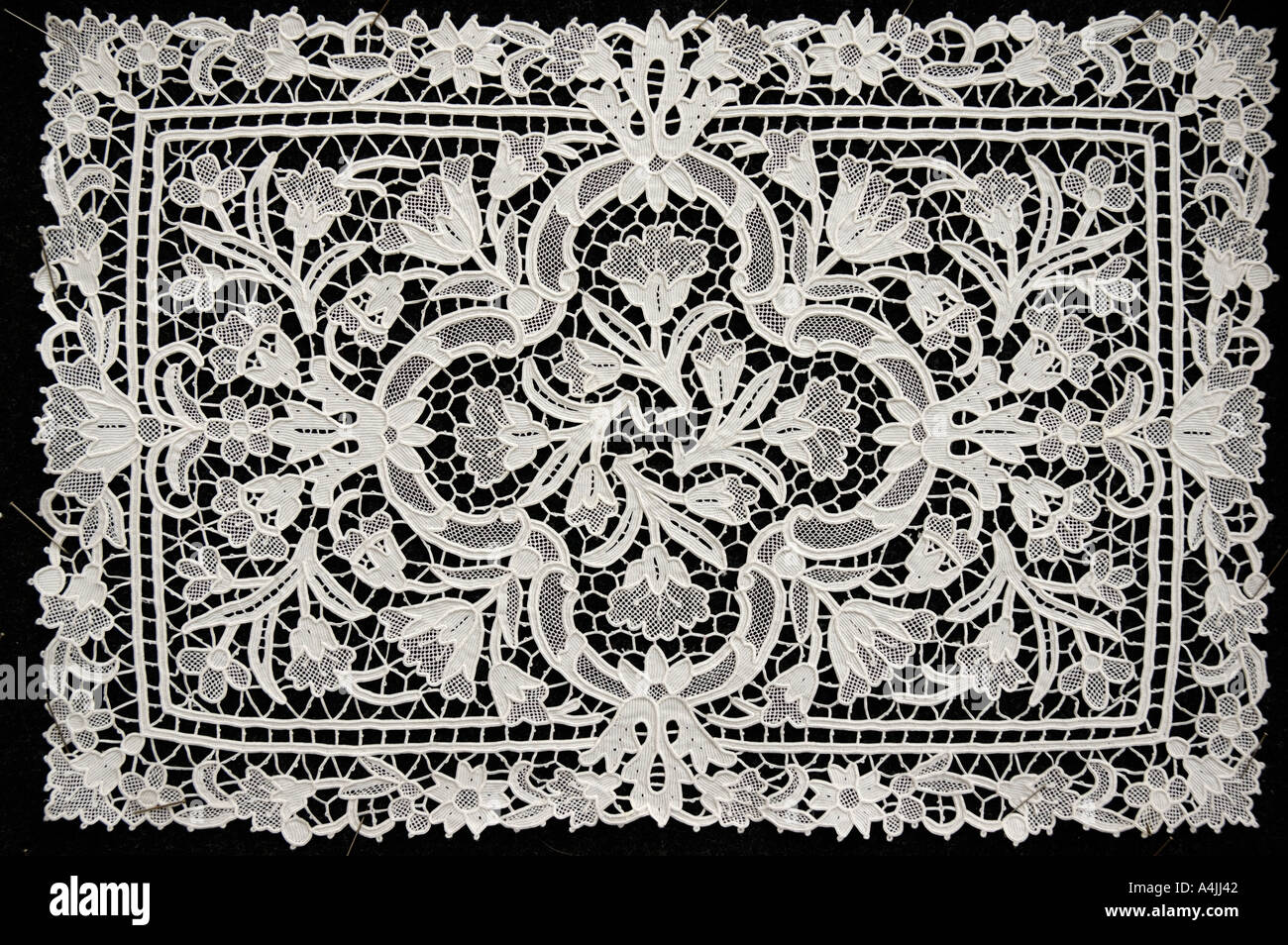 Burano lace on display a dying cultural tradition Venice Venezia Veneto Italy Europe EU Mediterranean Stock Photo