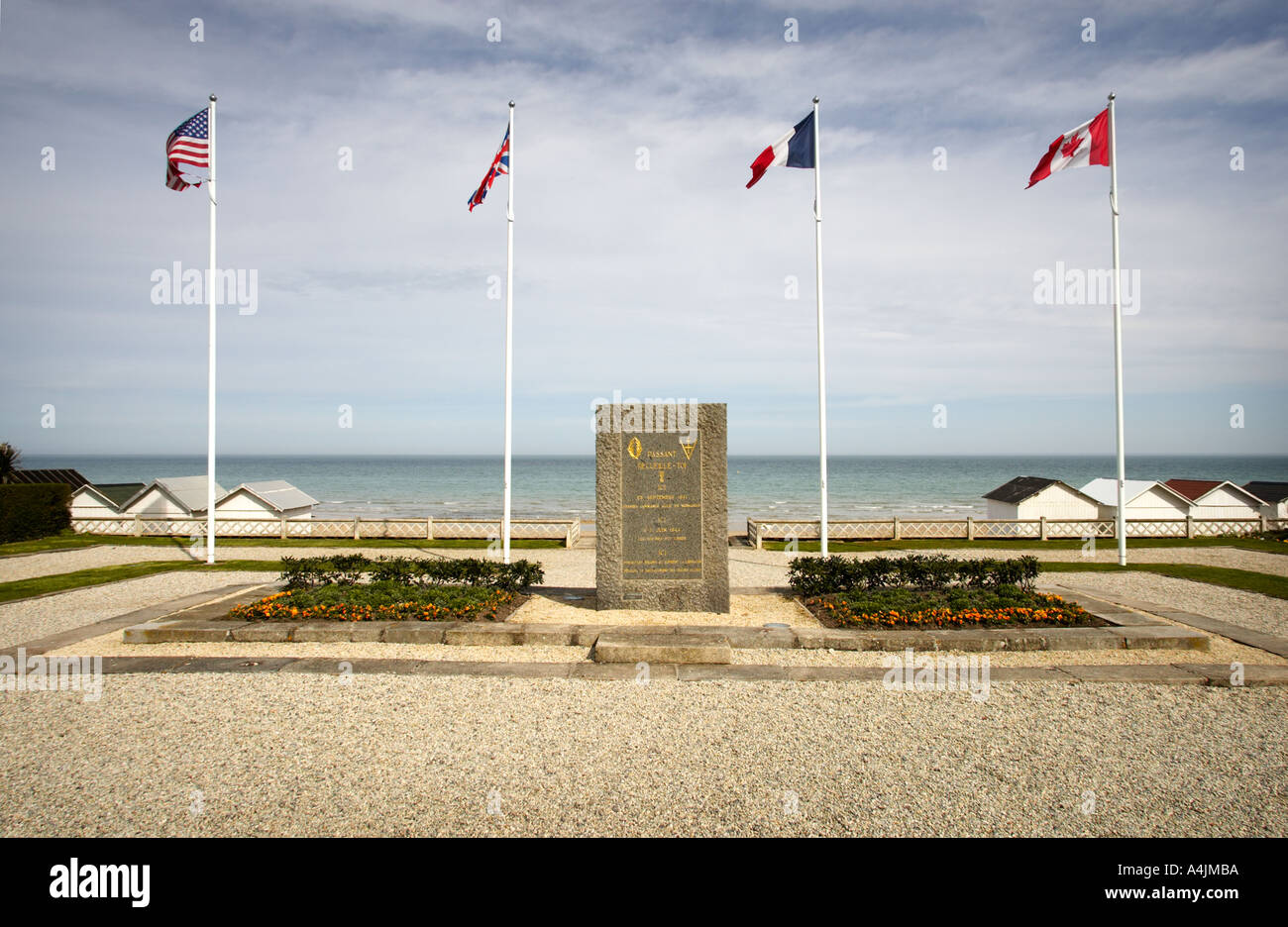 World War 2 Liberation memorial at D Day Sword Beach, Luc Sur Mer, Normandy, France Stock Photo