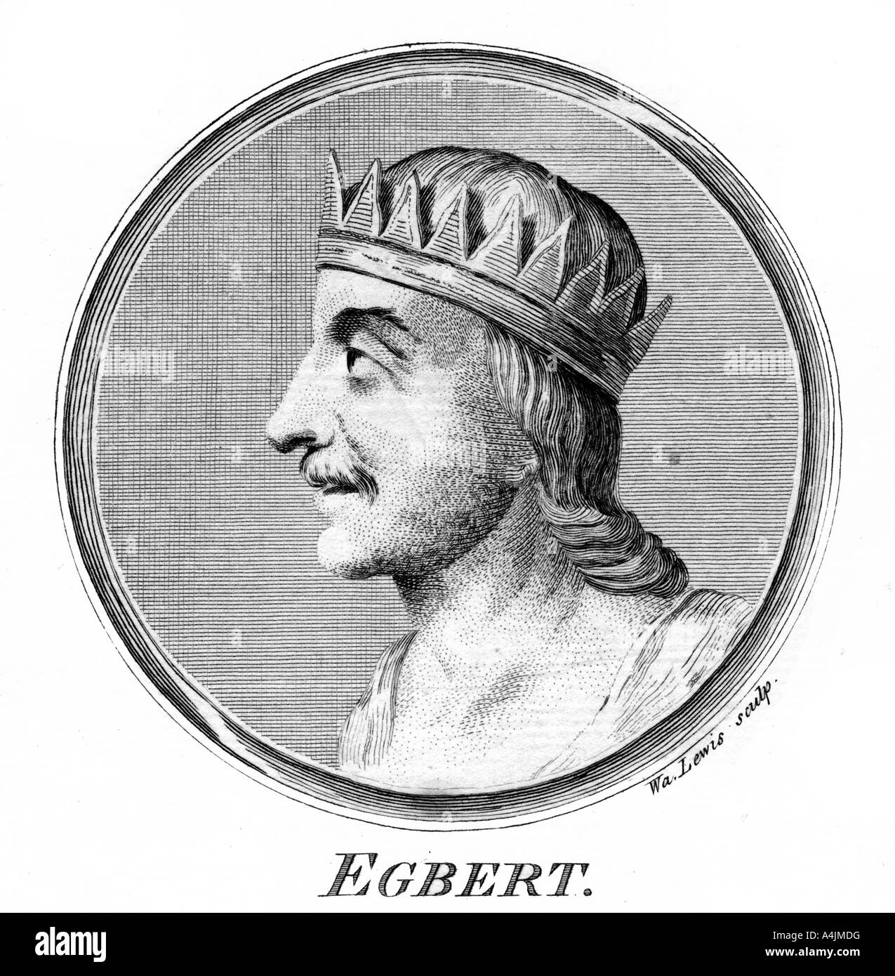 King Egbert of Wessex, first king of all England.Artist W Lewis Stock