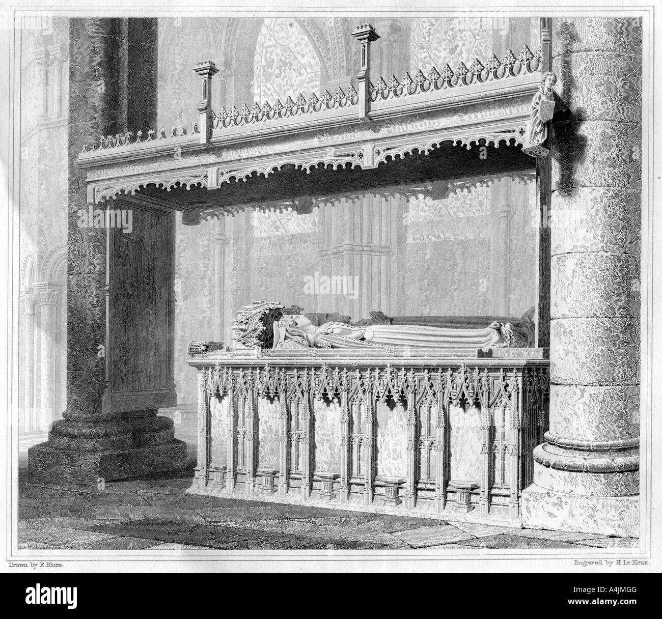 Tomb of Henry IV and his Queen Joan of Navarre in Canterbury Cathedral, 1825. Artist: John Le Keux Stock Photo