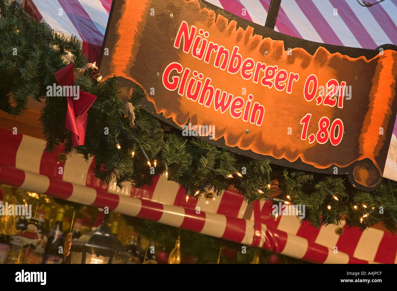 Detail of a gluhwein stall at the Nuremberg Christmas Market Stock