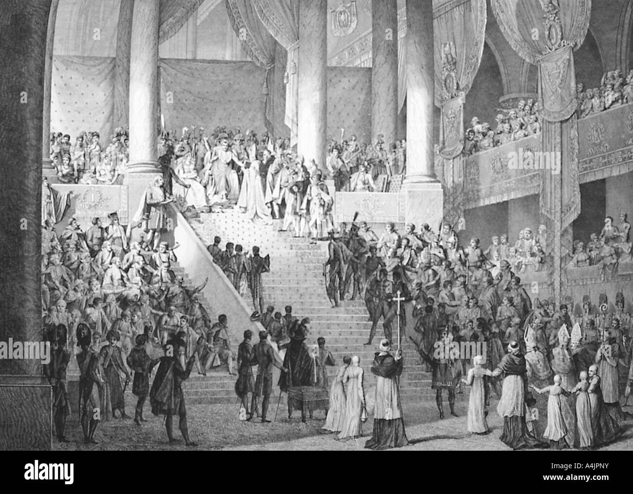'Consecration of Napoleon and Coronation of Josephine by Pope Pius VII, 2nd December 1804. Artist: Unknown Stock Photo
