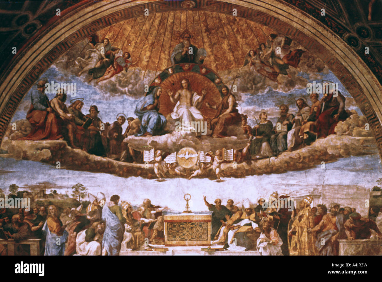 'The Disputation on the Holy Sacrament', 1508-1509. Artist: Raphael Stock Photo