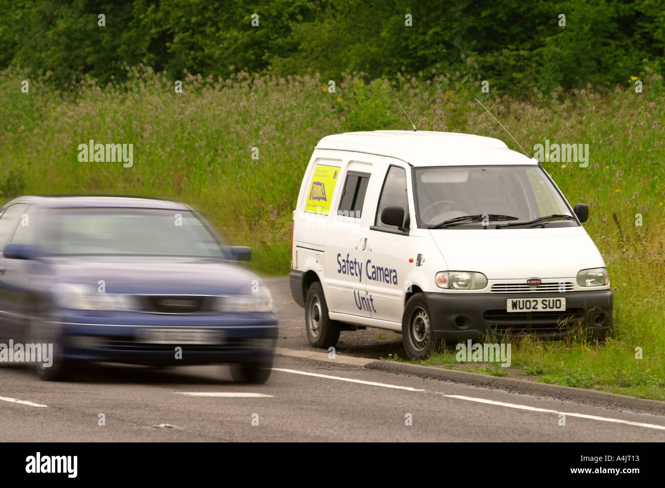 A MOBILE SPEED CAMERA VAN NEAR WARMINSTER WILTSHIRE UK Stock Photo