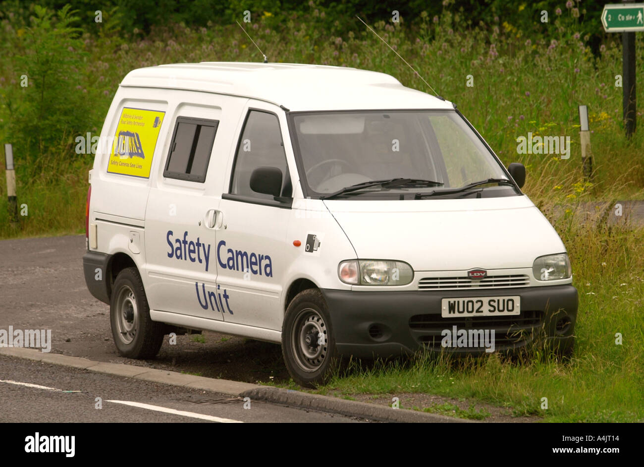 A MOBILE SPEED CAMERA VAN NEAR WARMINSTER WILTSHIRE UK Stock Photo