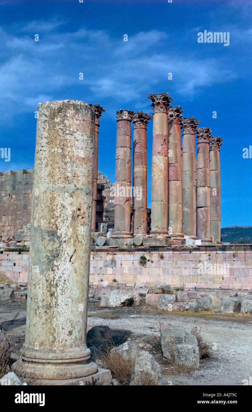 The Temple of Artemis in Jerash The Ancient Gerasa Jordan The Middle East Stock Photo