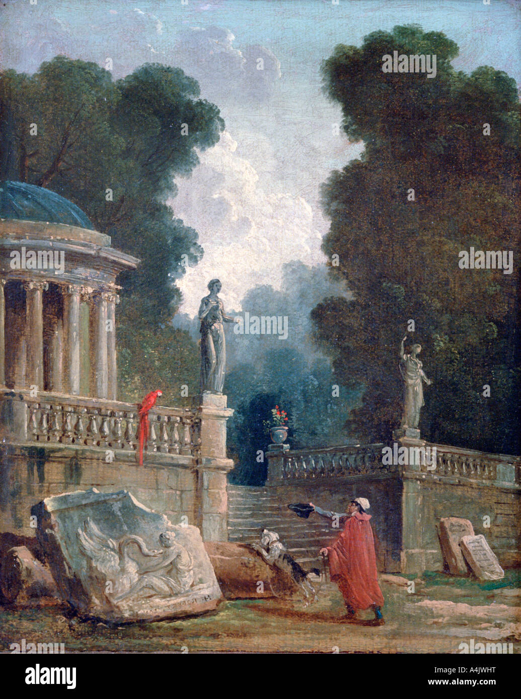 'The Beggar and the Parrot', c1750-1808. Artist: Robert Hubert Stock Photo