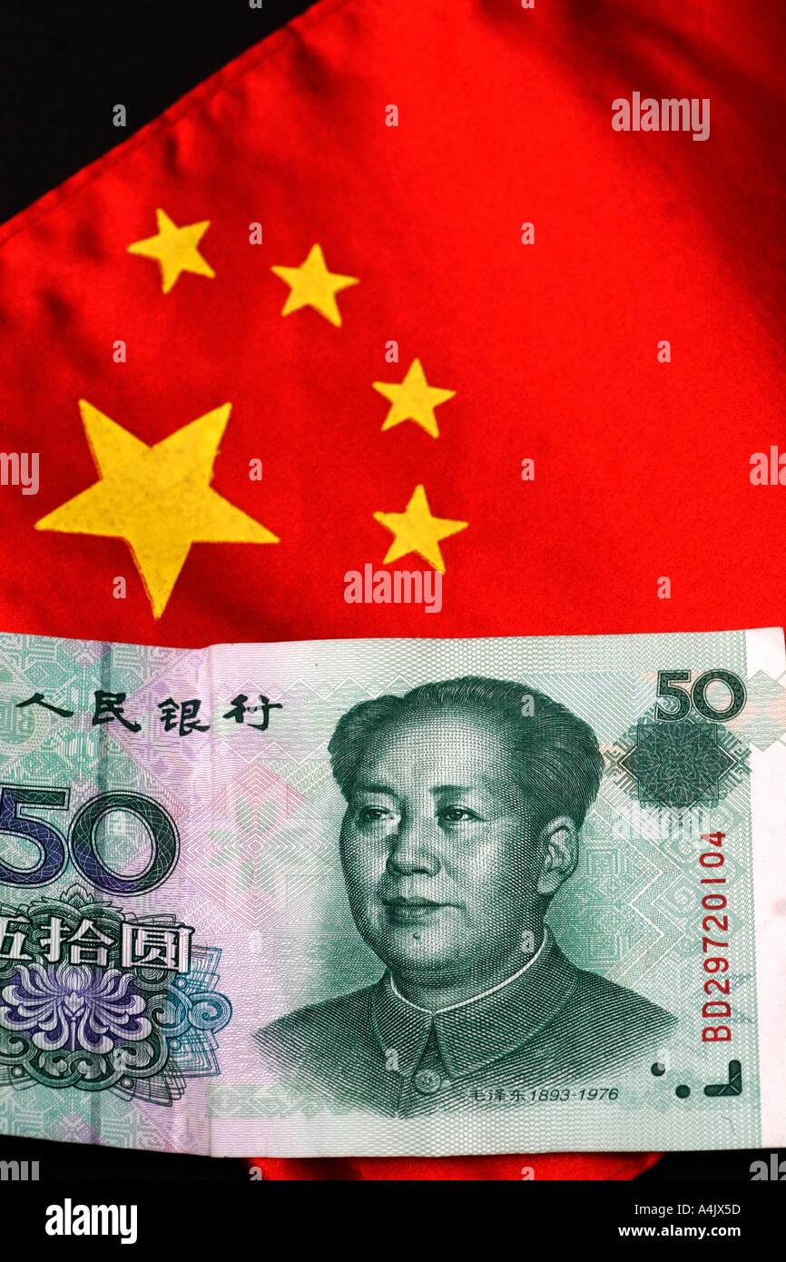 Chinese flag and money Stock Photo