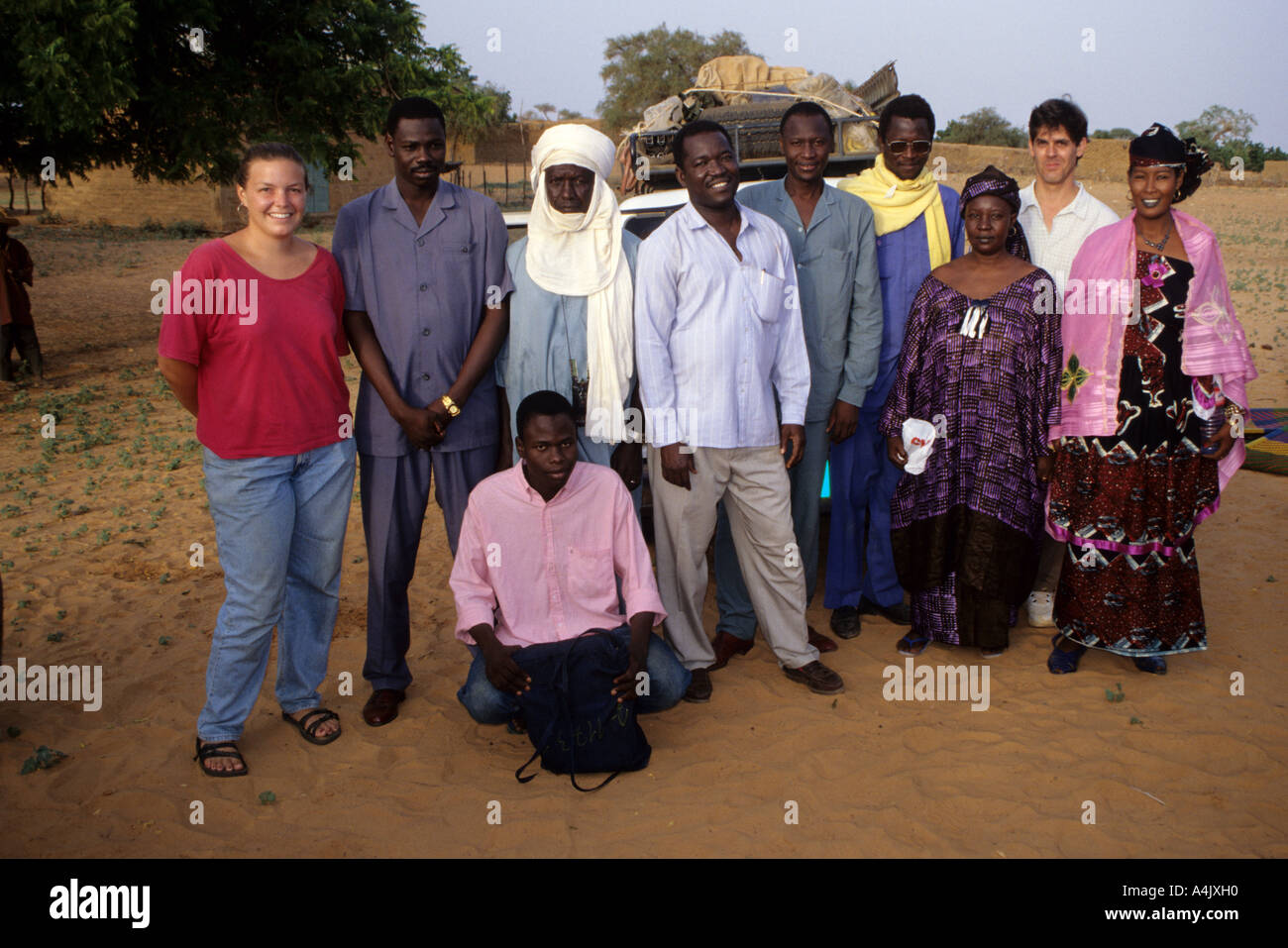Niger.  Peace Corps Volunteer and Guinea Worm Education Team. Stock Photo