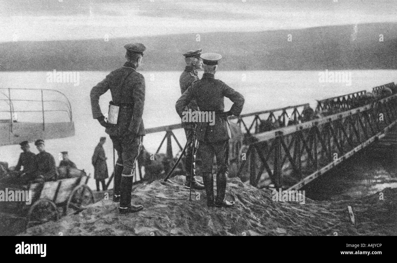 Mackensen's army crossing the Danube river, Romania, World War I, 1916. Artist: Unknown Stock Photo