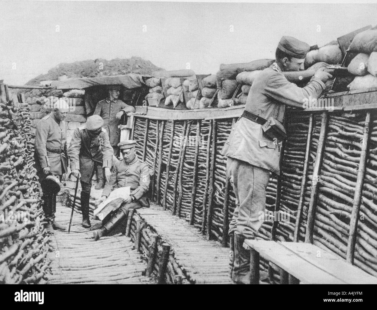 A German trench, World War I, 1915. Artist: Unknown Stock Photo