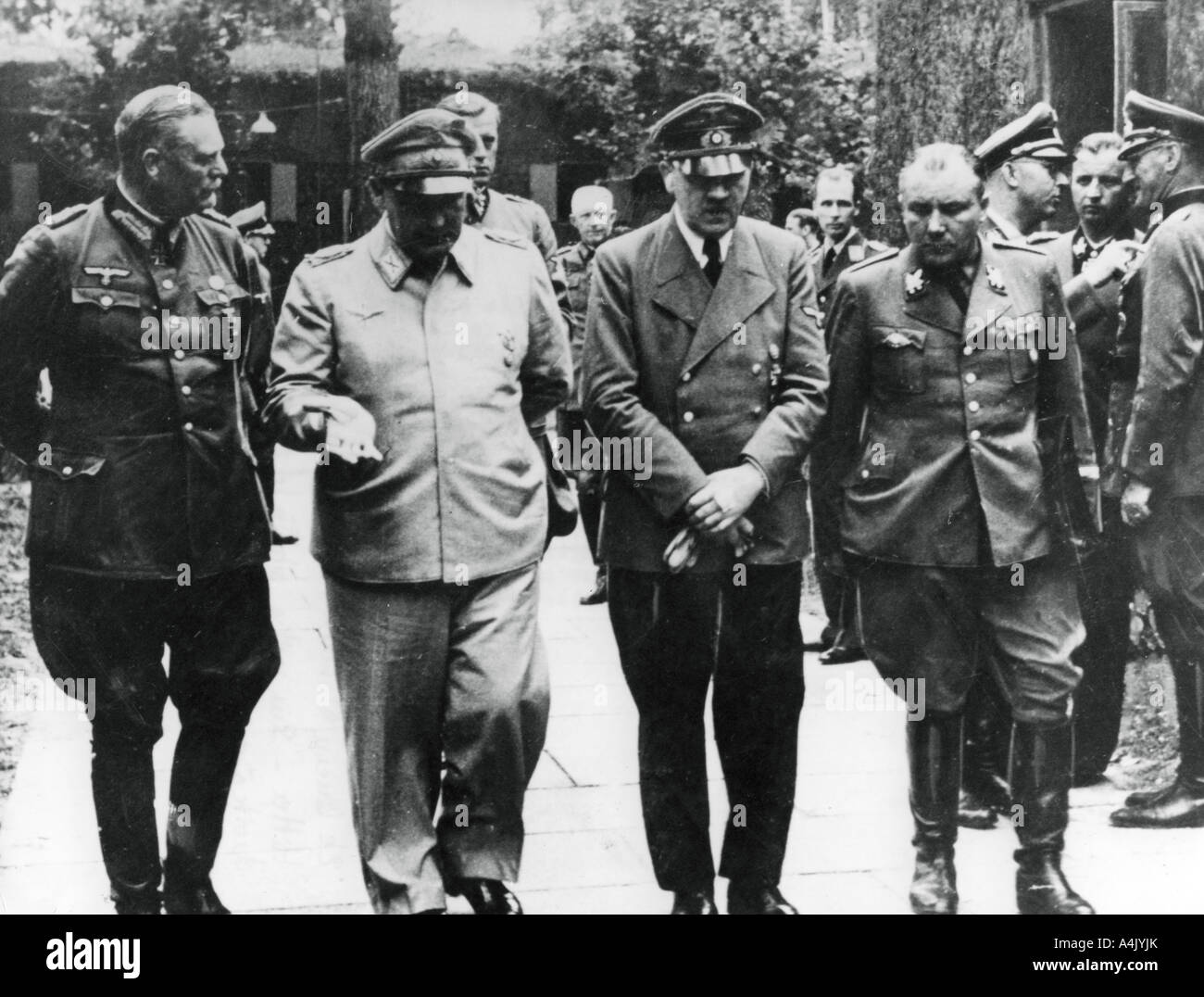 Adolf Hitler and senior Nazis, July 1944. Artist: Unknown Stock Photo