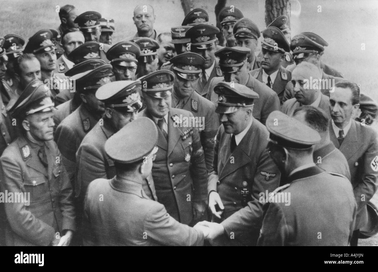 Adolf Hitler meeting with senior Nazis, Germany, August 1944. Artist: Unknown Stock Photo