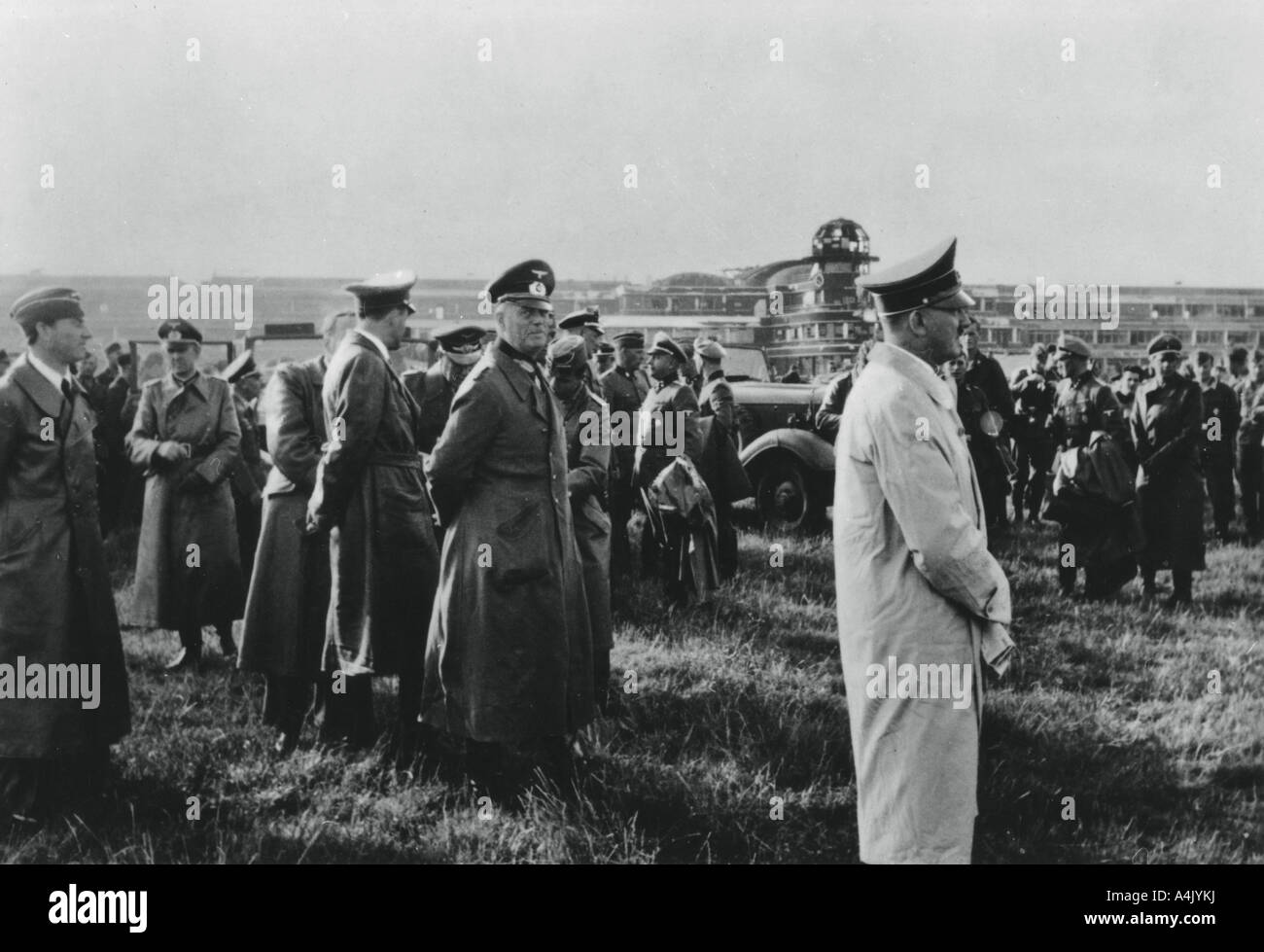Adolf Hitler inspecting the captured Le Bourget airfield, Paris, France, 23 June 1940. Artist: Unknown Stock Photo