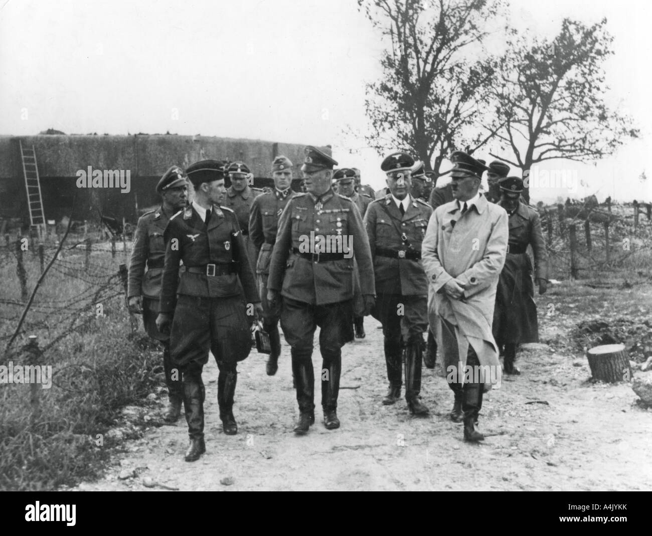 Adolf Hitler and General Wilhelm Keitel inspecting the Maginot Line, France, 1940. Artist: Unknown Stock Photo