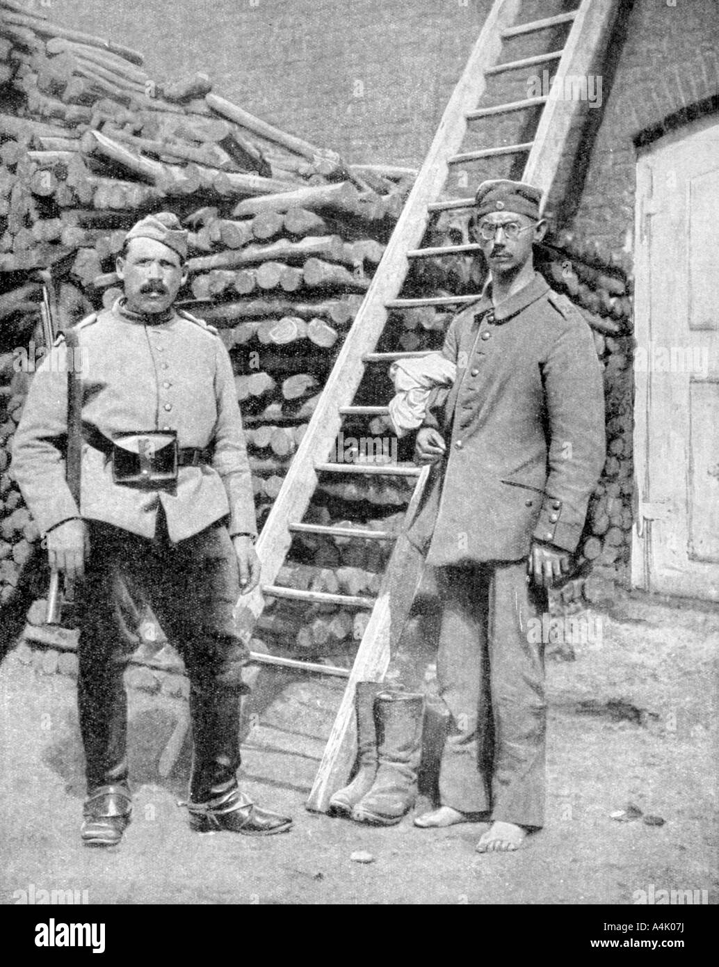 German prisoner of war and a guard, World War I, 1915. Artist: Unknown Stock Photo