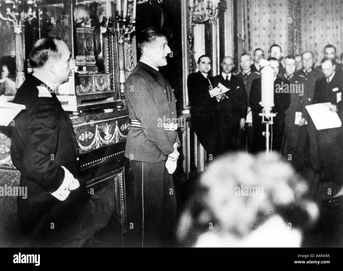 German Ambassador to Vichy France, Otto Abetz, delivering a press
