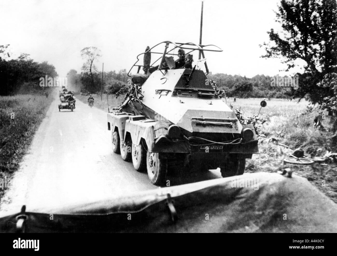 German armoured car during the advance on Paris, May-June 1940. Artist: Unknown Stock Photo