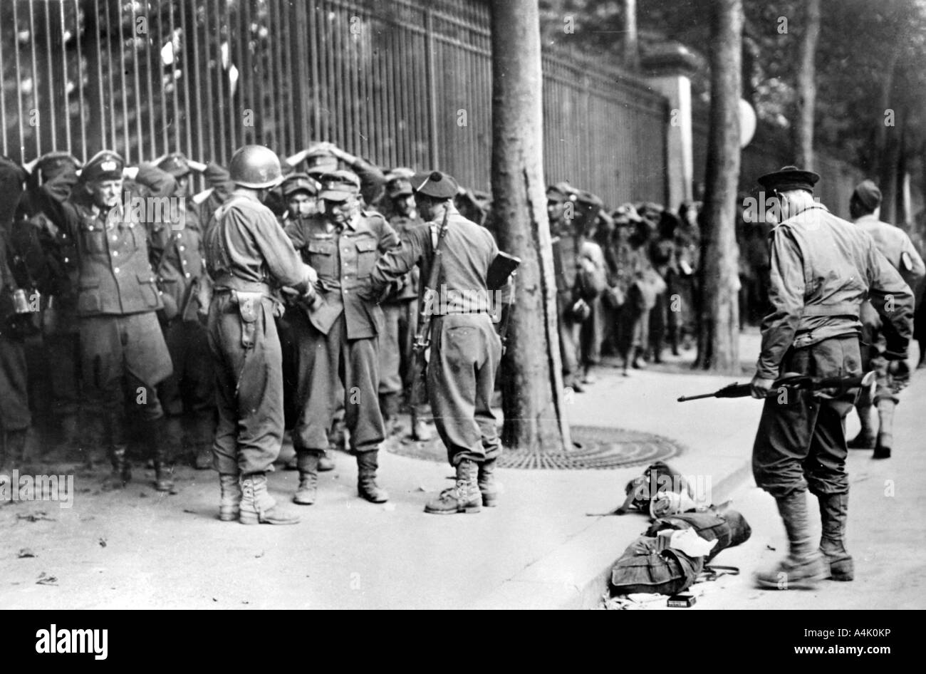 German prisoners captured during the liberation of Paris, August, 1944. Artist: Unknown Stock Photo