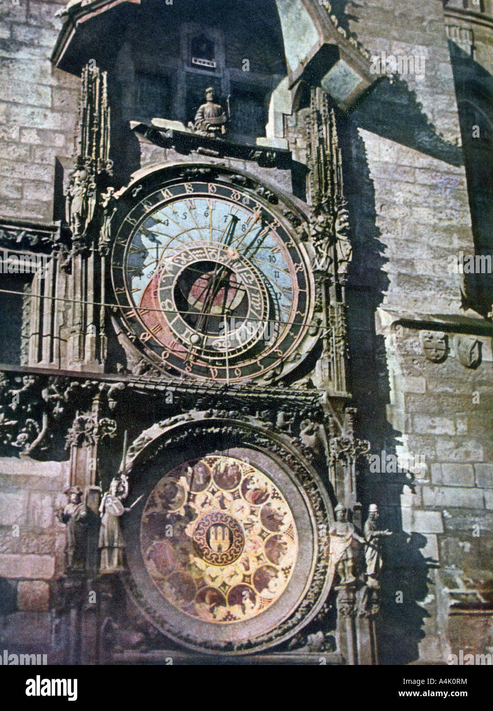 Astronomical clock, Old Town Hall, Prague, Czech Republic, 1943. Artist: Unknown Stock Photo