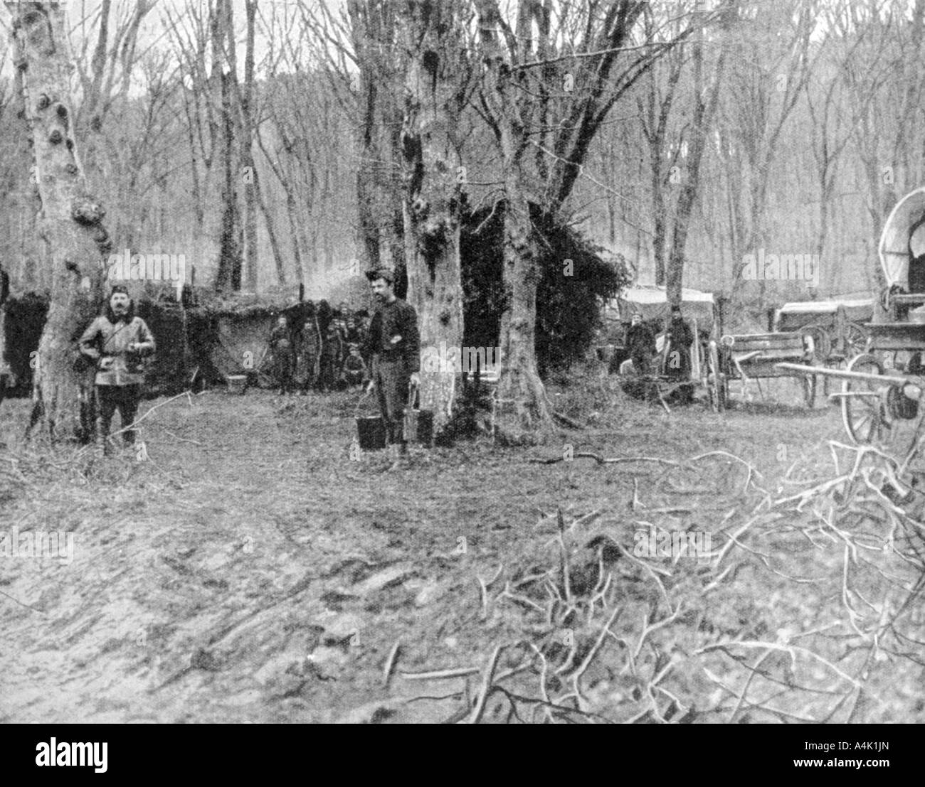 French rest area and soup kitchen behind the lines, World War I, 1915. Artist: Unknown Stock Photo