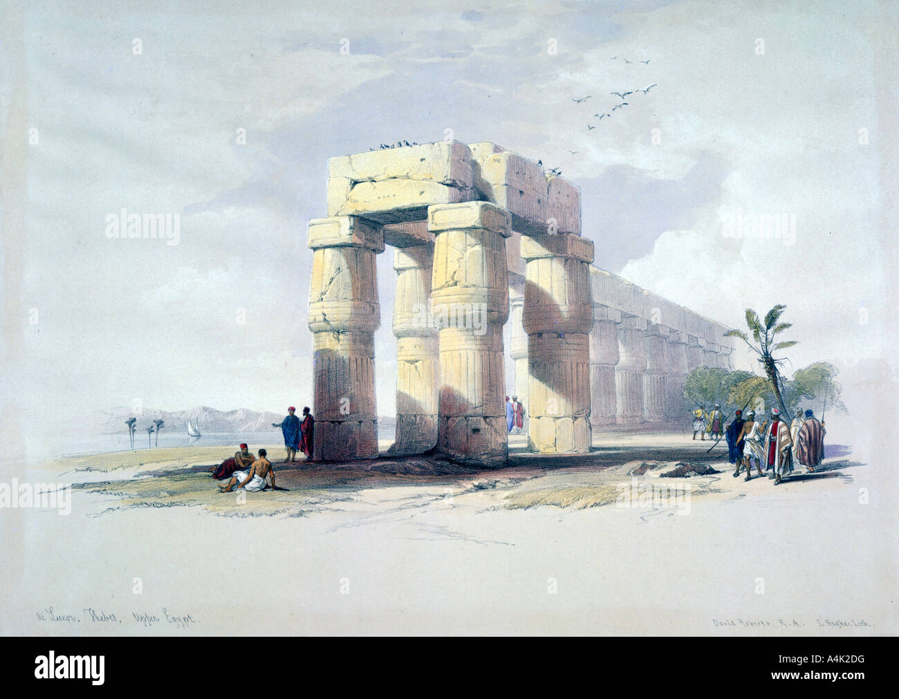 'At Luxor, Thebes, Upper Egypt', 19th century. Artist: Louis Haghe Stock Photo