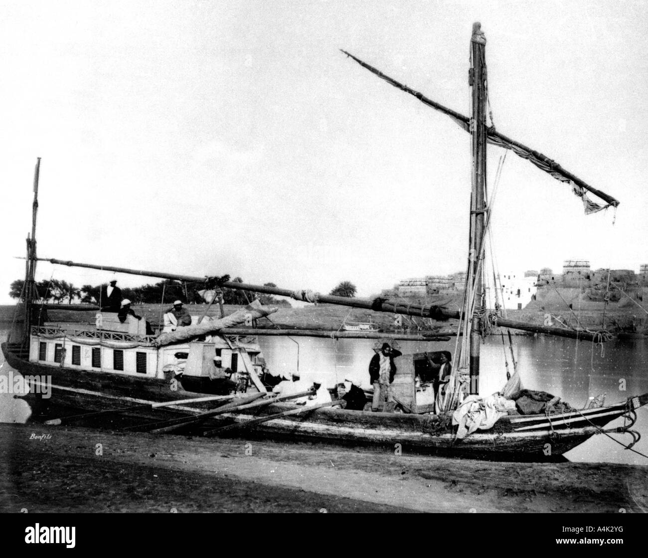 Boat on the Nile, Egypt, 1878. Artist: Felix Bonfils Stock Photo