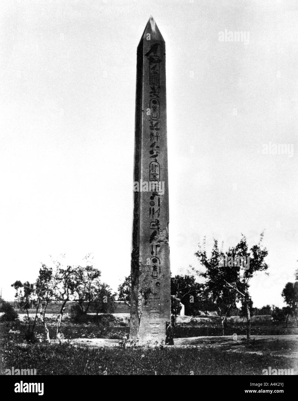 Heliopolis Obelisk, Egypt, 1878. Artist: Felix Bonfils Stock Photo